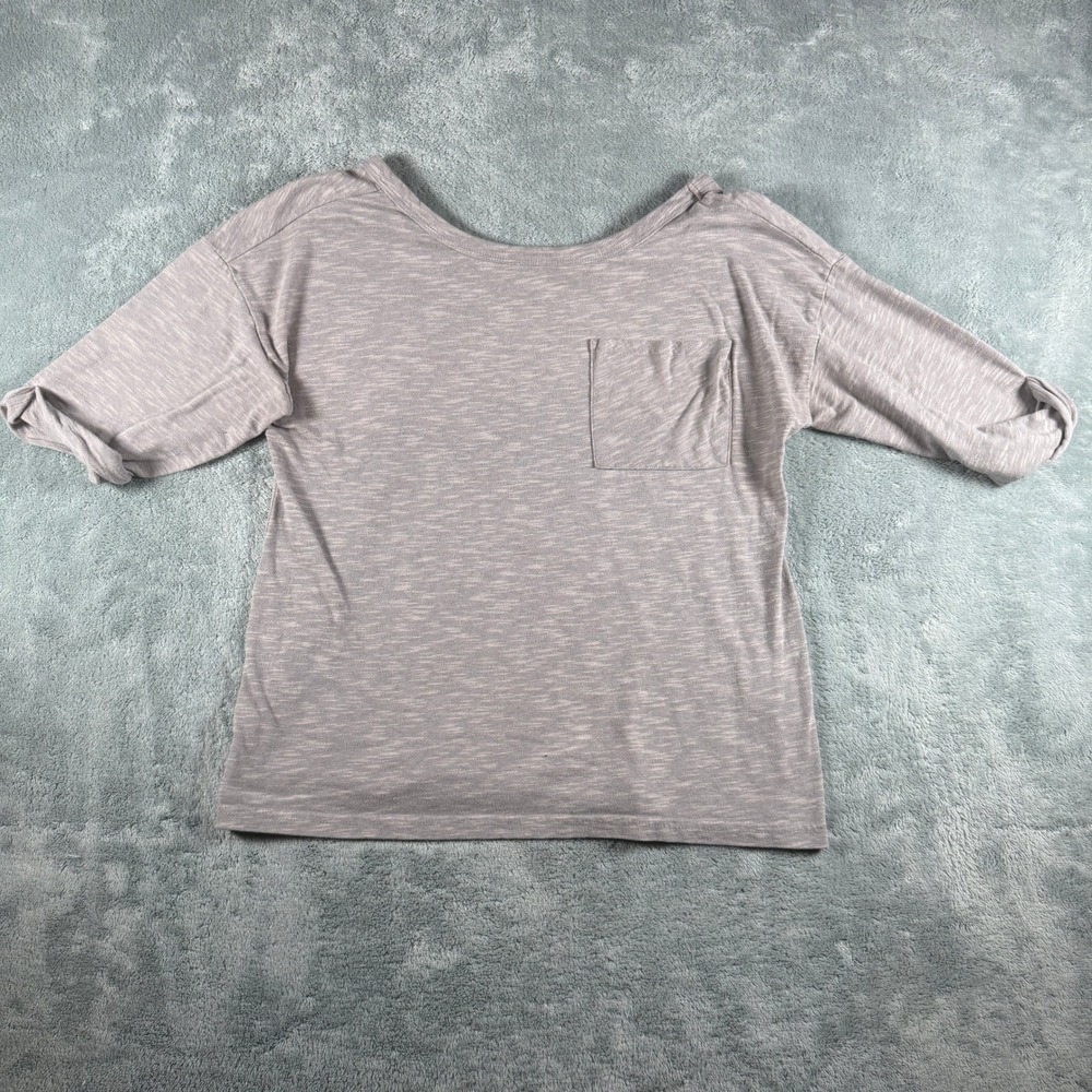 Apostrophe Petite Gray Space Dye Scoop Neck‎ Pocket Top Cuffed Sleeve MP